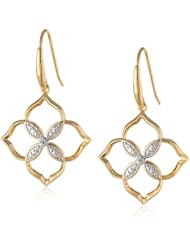 Bronze with Multi-Plating Two-Tone Floral Dangle Earrings