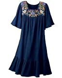 Embroidered Crinkle Dress, Plus