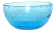 Hand Blown Glass with Aqua Blue Bubbles Small Bowl 3"H Set of Two