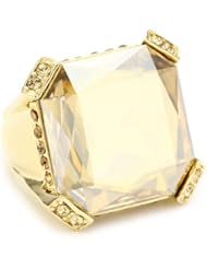 Judith Leiber Jewelry Fancy Cut Square and Pave Champagne and Crystal Golden Shadow Ring, Size 7