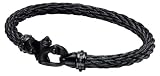 Police Temptation Ip Black Stainless Steel Wire 190mm Bracelet