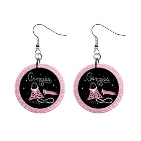 1 Inch Button Earrings of Princess Accessories (Purse, Gloves, Pearl Necklace, Beautiful, Cartoon,...