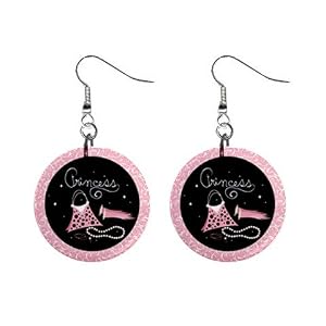 1 Inch Button Earrings of Princess Accessories (Purse, Gloves, Pearl Necklace, Beautiful, Cartoon,...