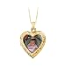 14K Yellow Gold Picture Frame Heart Locket with Chain