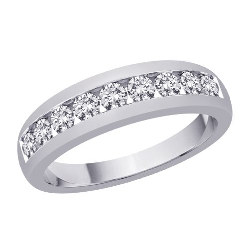 14K White Gold 1 ct. Diamond Men's Wedding Band