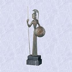 greek goddess athena iron statue roman style sculpture marble base