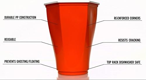 LS CUP ORIGINAL BEST HEXAGONAL PARTY CUPS SET IDEAL for BEER PONG AND EVENTS (REUSABLE)