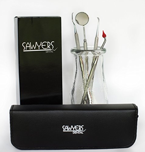 Dental Tools by Sawyers - Included in this Dental Insturment Kit is a Dental Pick, Gum Stimulator, Dental Scaler and Anti Fog Mirror - Get Healthier Teeth Now