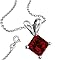 FANTOM 1.00 Carat Simulated Gemstone Simulated Princess Cut Garnet Pendant Set in 925 Sterling Silver