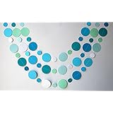 KINGWEDDING Round Dots Hanging Decoration String Paper Garland Wedding Birthday Party Baby Shower Background Decorative - Blue,Navy Blue,White & Green