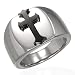 Men's Solid Stainless Steel Signet Ring Black Cross Design