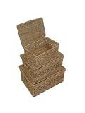 BRAND NEW SEAGRASS STORAGE BASKET BOX WITH LID SET OF 3