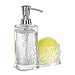 mDesign Blooms Kitchen Sink Soap Dispenser Pump and Sponge Scouring Pad Holder - Clear