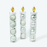 Candle Shaped Christmas Gold and Silver Ornament Candle Set