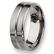 Grooved Beveled Edge Brushed & Polished Titanium Ring (8.0 mm) - Sizes 6-13