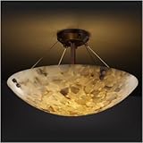 IMAGE OF Alabaster Rocks Finials Eight Light Semi Flush Mount with Resin Shade Finial Finish: Concentric Squares, Metal Finish: Dark Bronze, Shade Option: Round Bowl