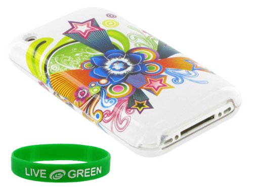 White Flower Star Design Hard Case for Apple iPhone 3G S / 3G (iPhone NOT Included)