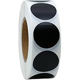 Hybsk Black Blank Coding Dot Labels 1" Round Natural Paper Stickers Adhesive Label 1,000 Per Roll (1 roll)