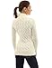 PattyBoutik Women Mock Neck Cable Knit Cardigan (Ivory Medium)