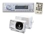 Pyle Audio Package for the Car/Truck/SUV/Boat, PLMR18 AM/FM MPX Radio with SD/Memory-Card Slot and USB + 3.5" 200w 3-Way Weatherproof Mini Box Speaker System