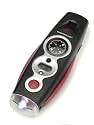 Highgear AdventurePlus Hi-Intensity LED Flashlight with Compass, Thermometer, Magnifier, Safety Mirror, Safety Whistle, and Dry Storage Compartment