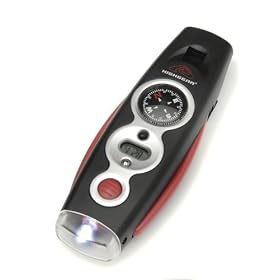 Highgear AdventurePlus Hi-Intensity LED Flashlight with Compass, Thermometer, Magnifier, Safety Mirror, Safety Whistle, and Dry Storage Compartment