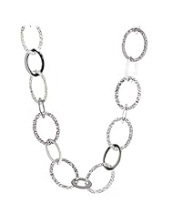 14K White Gold Flat Mixed Link Necklace 18 Inch