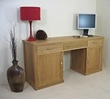 Baumhaus Large Hidden Office Twin Pedestal Desk Mobel Oak