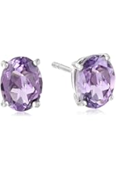 Sterling Silver Oval Gemstone Earrings