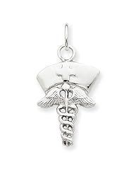 14k White Gold Nurse Symbol Pendant. Metal Wt- 1.34g
