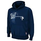 MLB Boys' Milwaukee Brewers Authentic Collection Change Up Hooded Perfect Fleece Pullover (Pro Navy, Small)