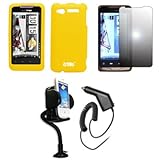 EMPIRE Yellow Rubberized Hard Case Cover + 360 Degree Rotatable Car Windshi ....