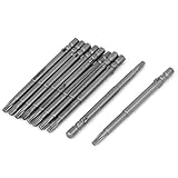 uxcell トルクスドライバービット 金属 磁気 2.7mm T10 チップ 4mmラウンドシャンク 10個入り