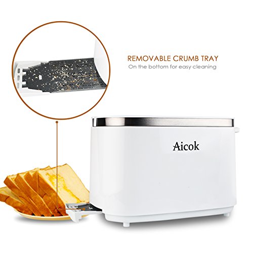 Aicok Compact Cool Wall 2slice Toaster, White (2Slice) everything breakfast!