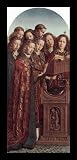Jan van Eyck (Ghent altar altar of the Mystic Lamb, left wing, top, inner scene: music angel) Black Wood-Mounted Art Poster Print - 13
