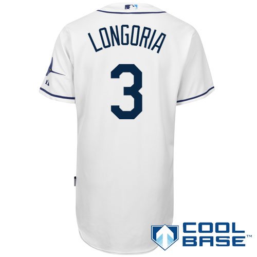 MLB Men's Tampa Bay Rays Evan Longoria Six Button Cool Base Authentic Home Jersey (White, 40/Medium)