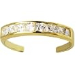 Solid 14K Yellow Gold Square Cubic Zirconia Toe Ring