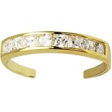 Solid 14KT Yellow Gold Cubic Zirconia Toe Ring
