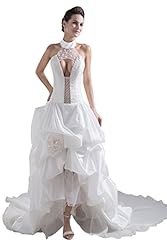 High-Low-Hem Taffeta Beaded Halter  Dress