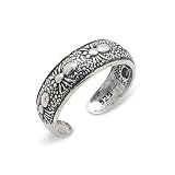Antiqued Sterling Silver Toe Ring with Crawling Spiders