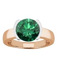 2.20 Ct Round Green SI1/SI2 Diamond 18K Rose Gold Ring