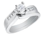 Diamond Engagement Ring & Wedding Band Set 1/2 Carat (ctw) in 14K White Gold