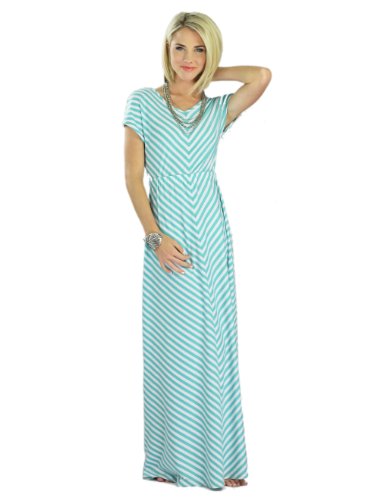 Mikarose Floor-Length Short Sleeve Maxi Dress- Makenna Teal, Size XS-2XL (0-20)