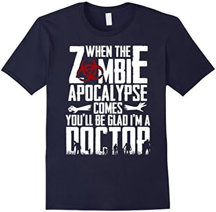 Men's Funny Zombie Apocalypse T Shirt, Doctor T-shirt Medium Navy