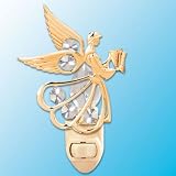 24k Gold Angel with Hymnal Night Light - Clear Swarovski Crystal