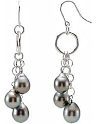 Sterling Silver Tahitian Cultured Black Pearl Earrings -- LIFETIME WARRANTY