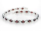 11.2cttw Sterling Silver Deep Red Garnet Tennis Bracelet - 7.75