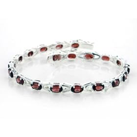 11.2cttw Sterling Silver Deep Red Garnet Tennis Bracelet - 7.75 by Silver Insanity