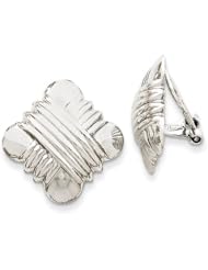 14k White Gold Polished Non-Pierced Fancy Omega Back Earrings. Metal Wt- 6.11g