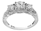 Sterling Silver Cubic Zirconia 3-Stone Ring, Size 7